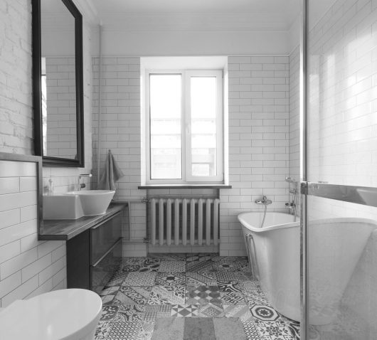 White beautiful attic bathroom — Instyle Shower Screens & Wardrobes in Charmhaven, NSW